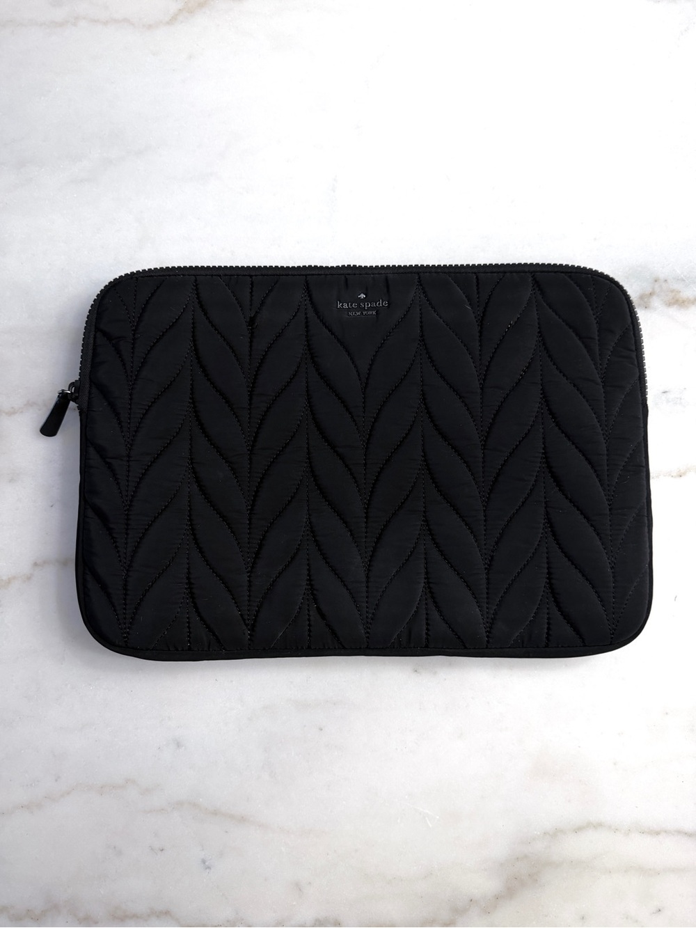 Kate Spade New York black Ellie universal quilted zip close laptop case sleeve